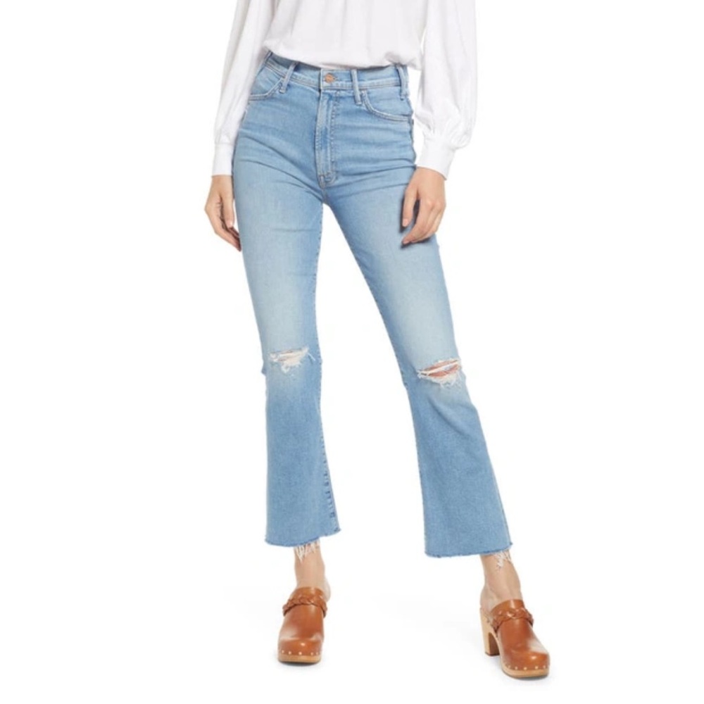 MOTHER The Hustler Ankle Fray, Thrilling Shots- Distressed Jeans 12/33
